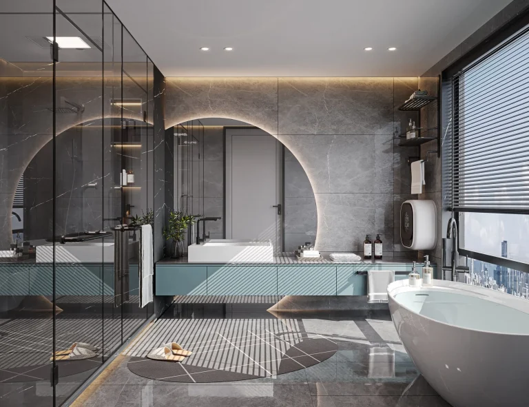 Modern-Elegance-with-a-Green-Bathroom-Vanity-scaled-1