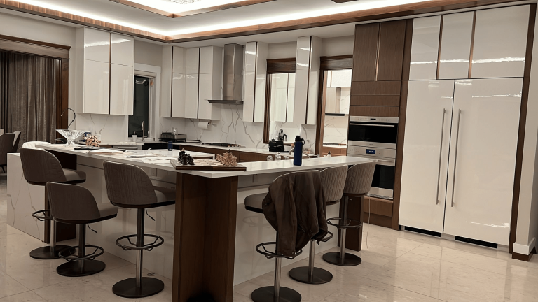 Custom kitchen design with high-end cabinetry and island in Pittsburgh High-end Full House Custom project.